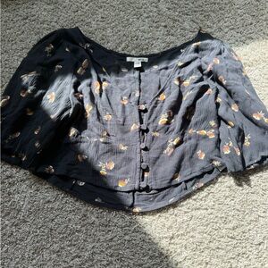 Amuse Society Dark Floral Button-Up Blouse